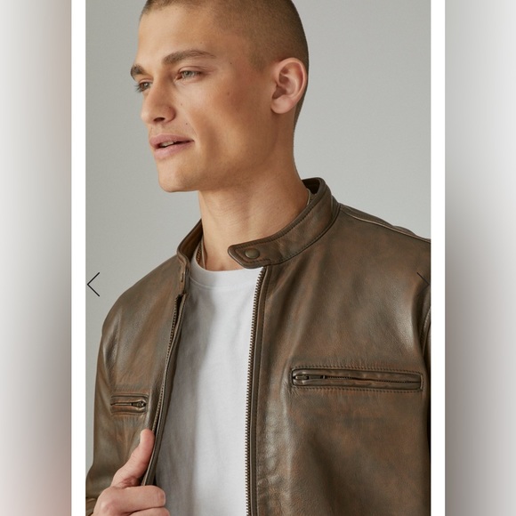 EUC • Lucky Brand • Washed Leather Bonneville Jacket • Dark Brown • Medium - Picture 3 of 9
